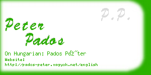 peter pados business card